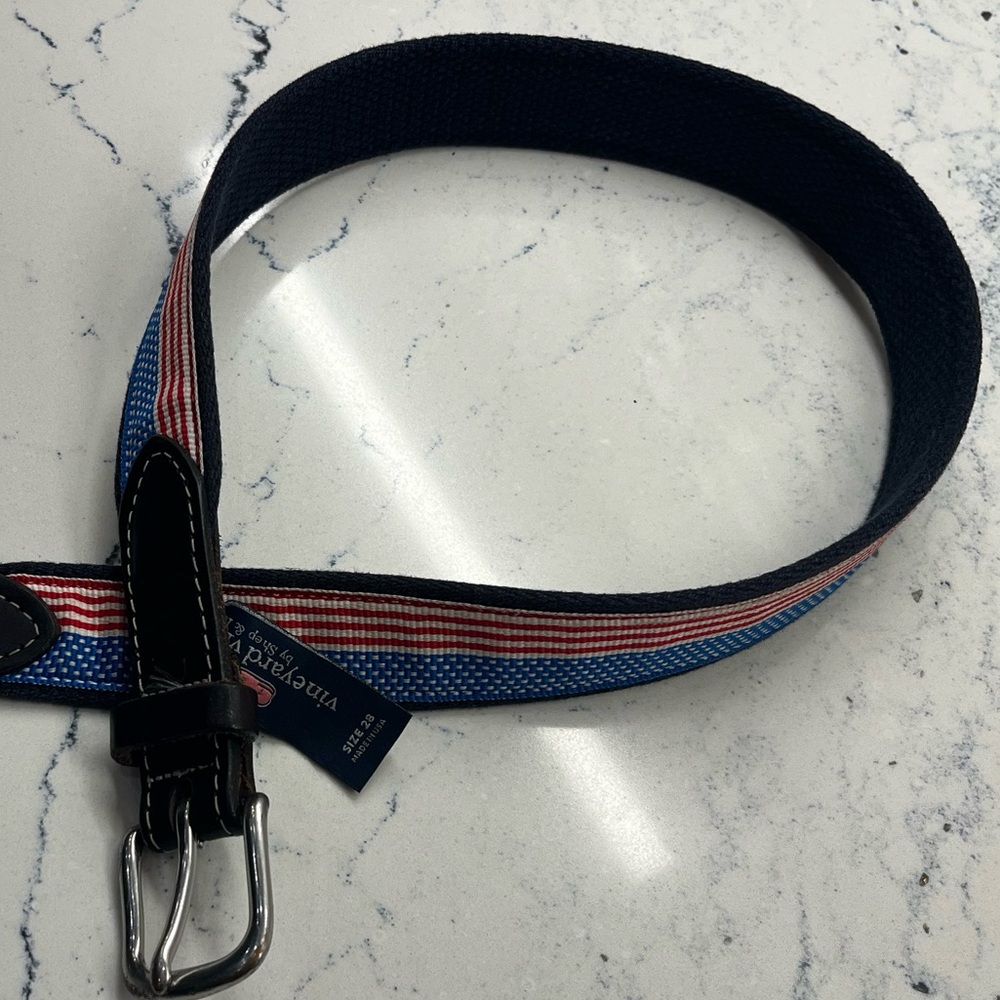 Vineyard Vines Kids Belt with Blue and Pink Stripes